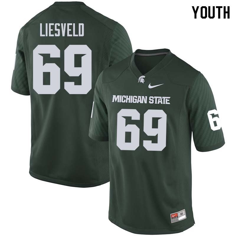 Youth #69 Tommy Liesveld Michigan State College Football Jerseys Sale-Green